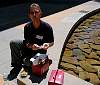 Arrillaga Center: Patrick Den Hartog having lunch at pool